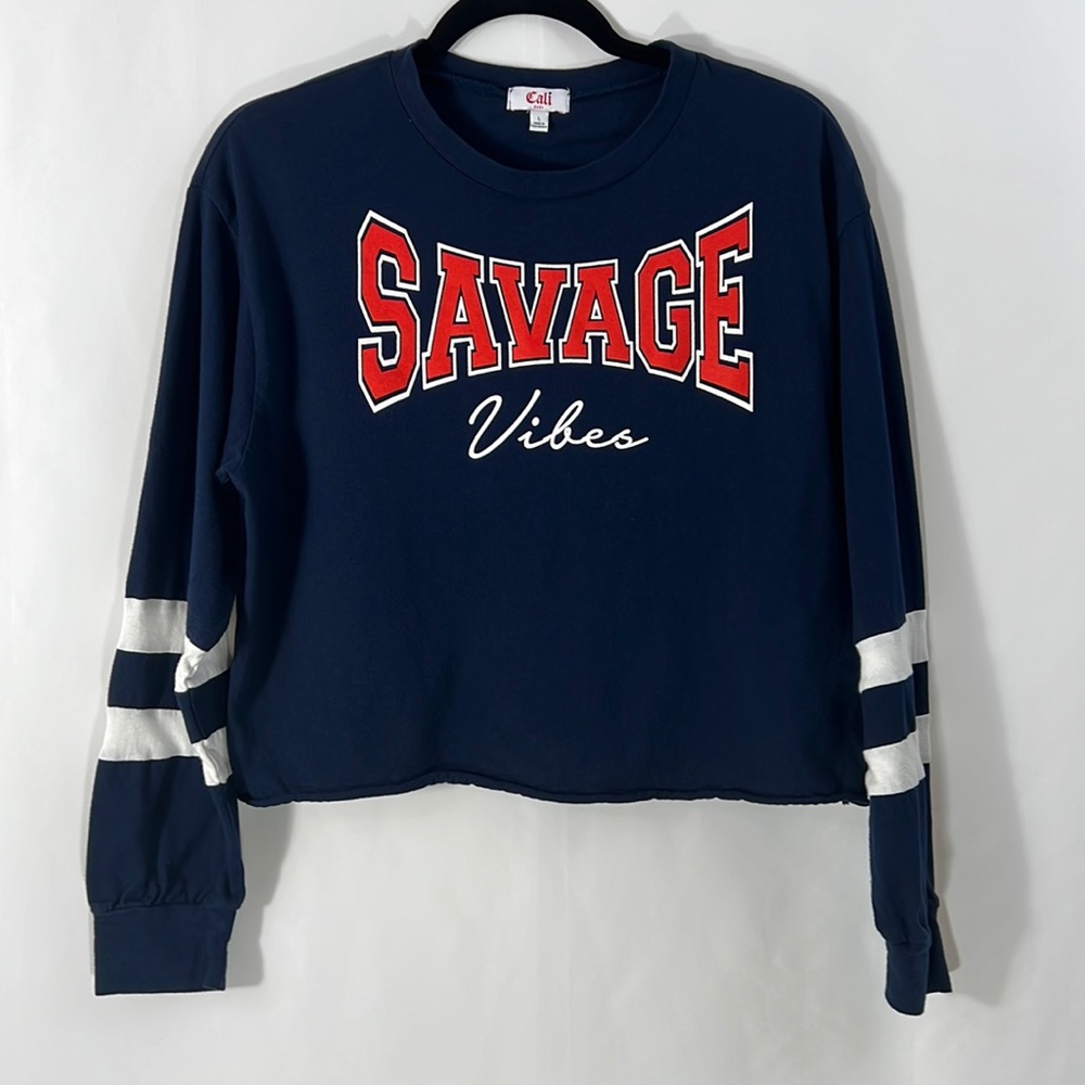 Cali Baby Large Navy Blue Cropped Tee